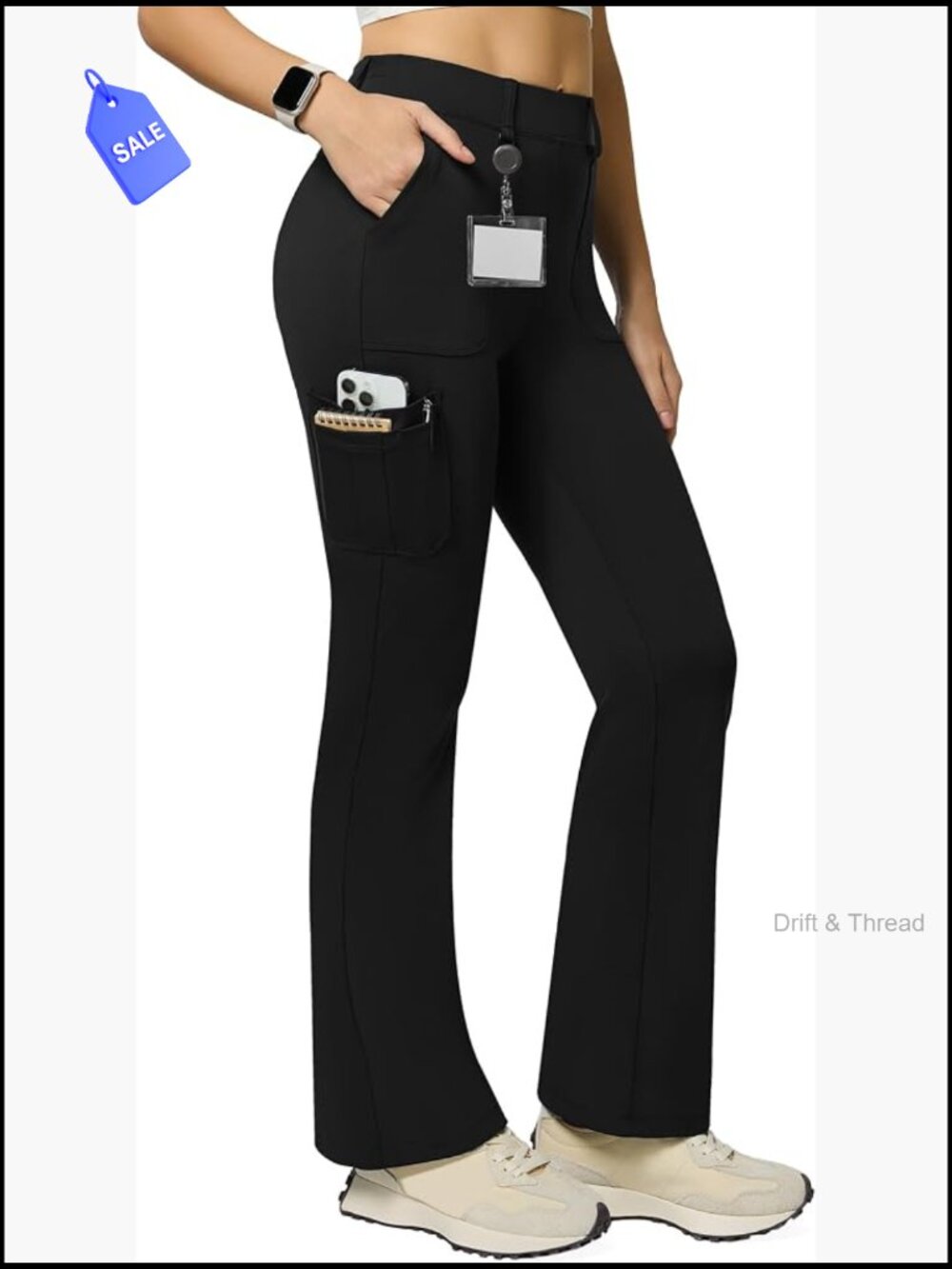 High Waist Bootcut Flare Cargo Leggings with 6 Pockets Stretchy Yoga Work Pants
